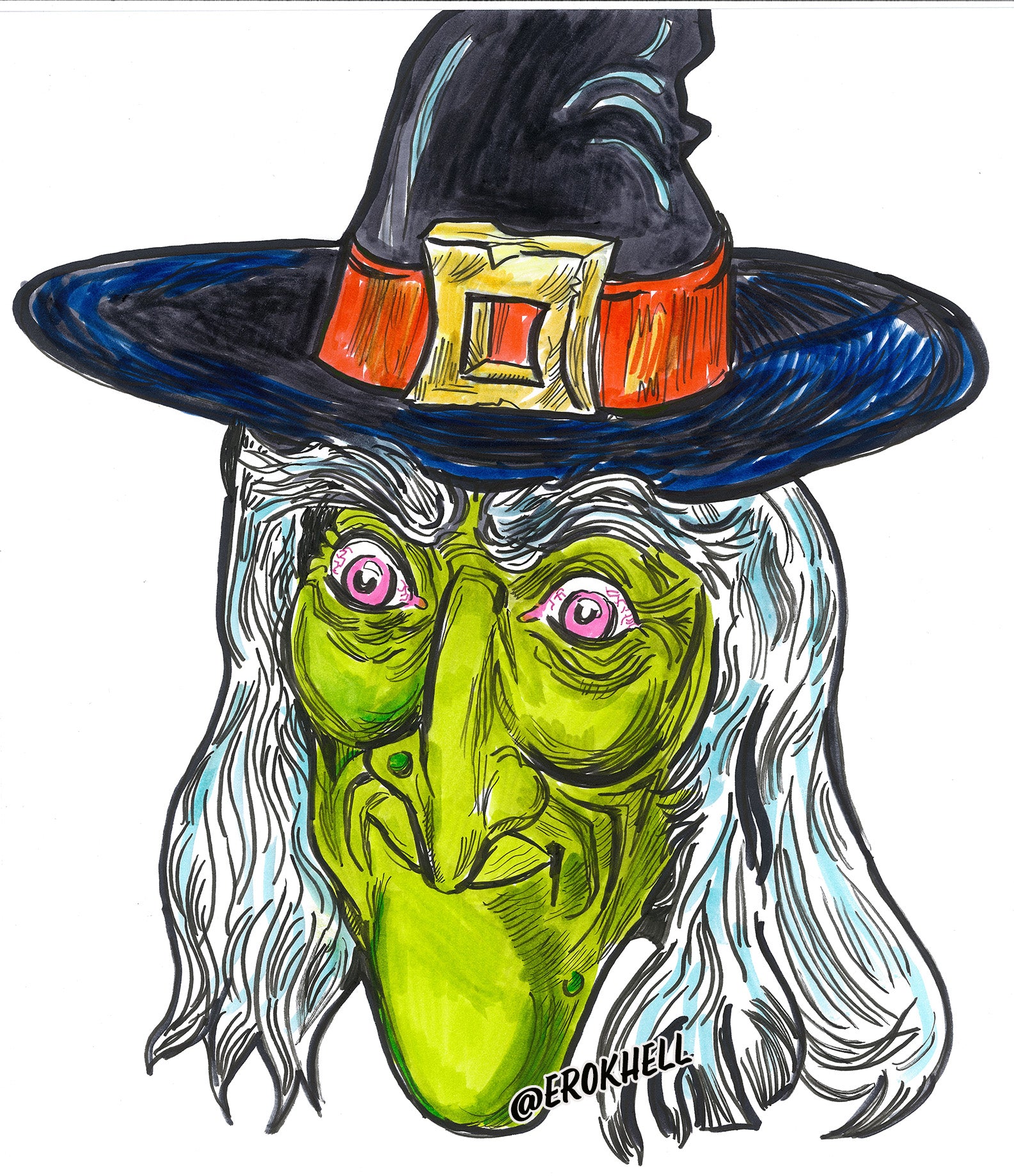 Classic Green Witch Halloween Decoration